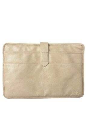 BEIS Cream Leather Laptop Sleeve with Velcro Strap